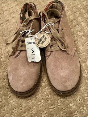 Cherokee Tan Suede Kids Lace-Up Ankle Boots
